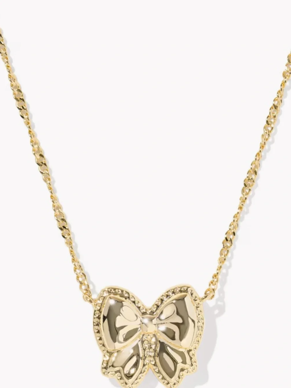 NWT Kendra Scott Haley Bow Gold Short Pendant Necklace in Blush Mother of Pearl - Picture 2 of 8
